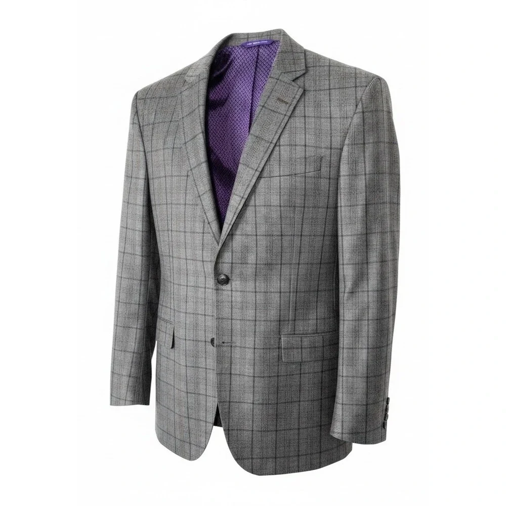TED BAKER Endurance JAY Two Button Wool Blazer Jacket Mens 42L Gray  Windowpane